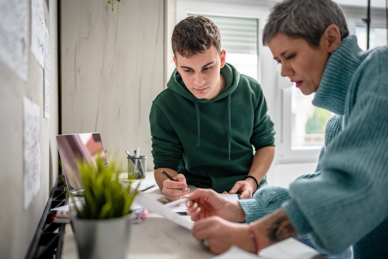 Student working with a counselor